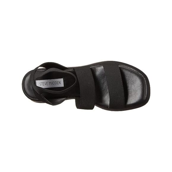 STEVE MADDEN Womens Black 1-1/2" Platforms Sashes Wedge Sandals Shoes 9 M - Picture 3 of 4